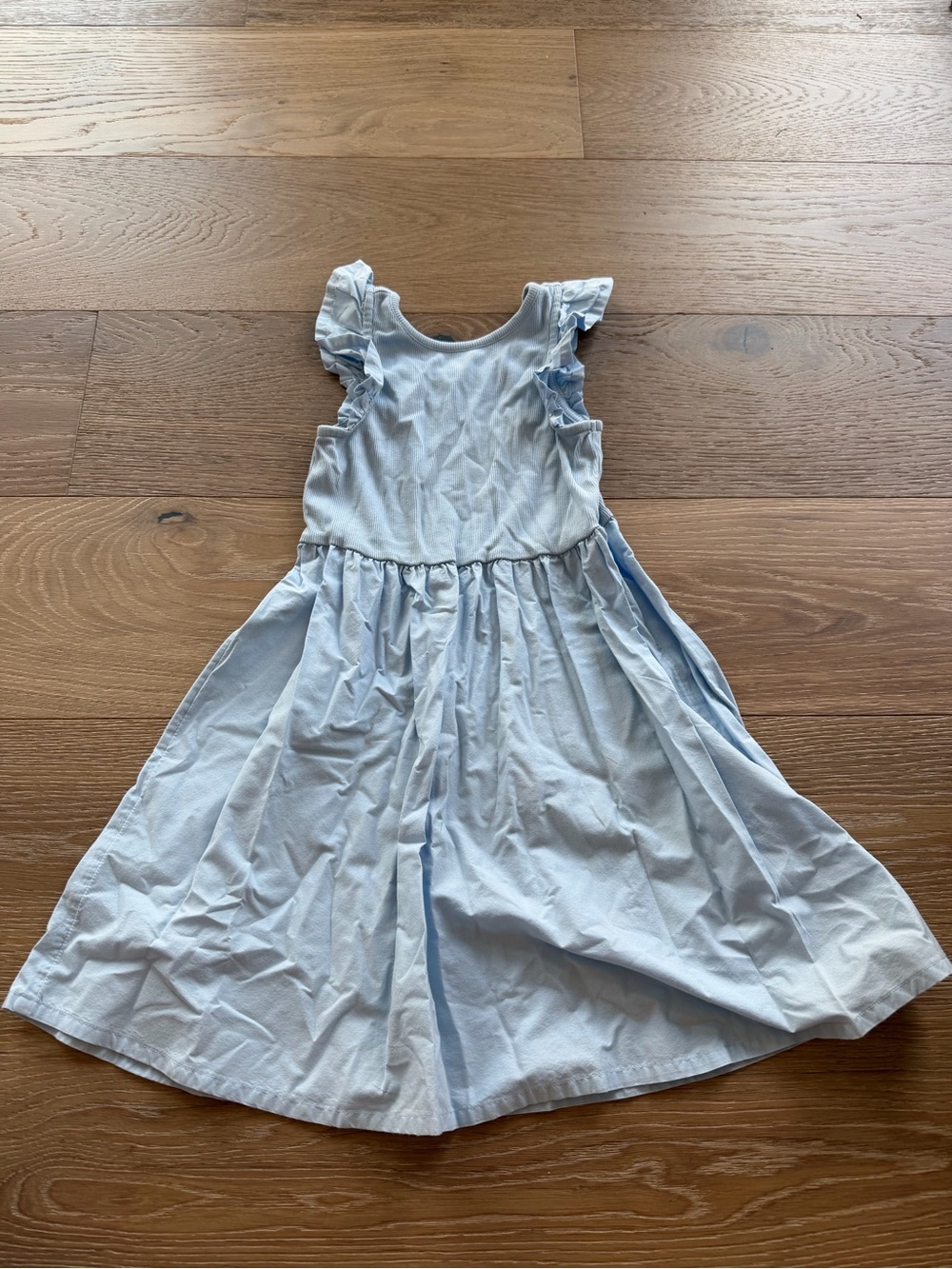 Nordstrom girls  Light Blue Ruffle Shoulder Cotton Dress